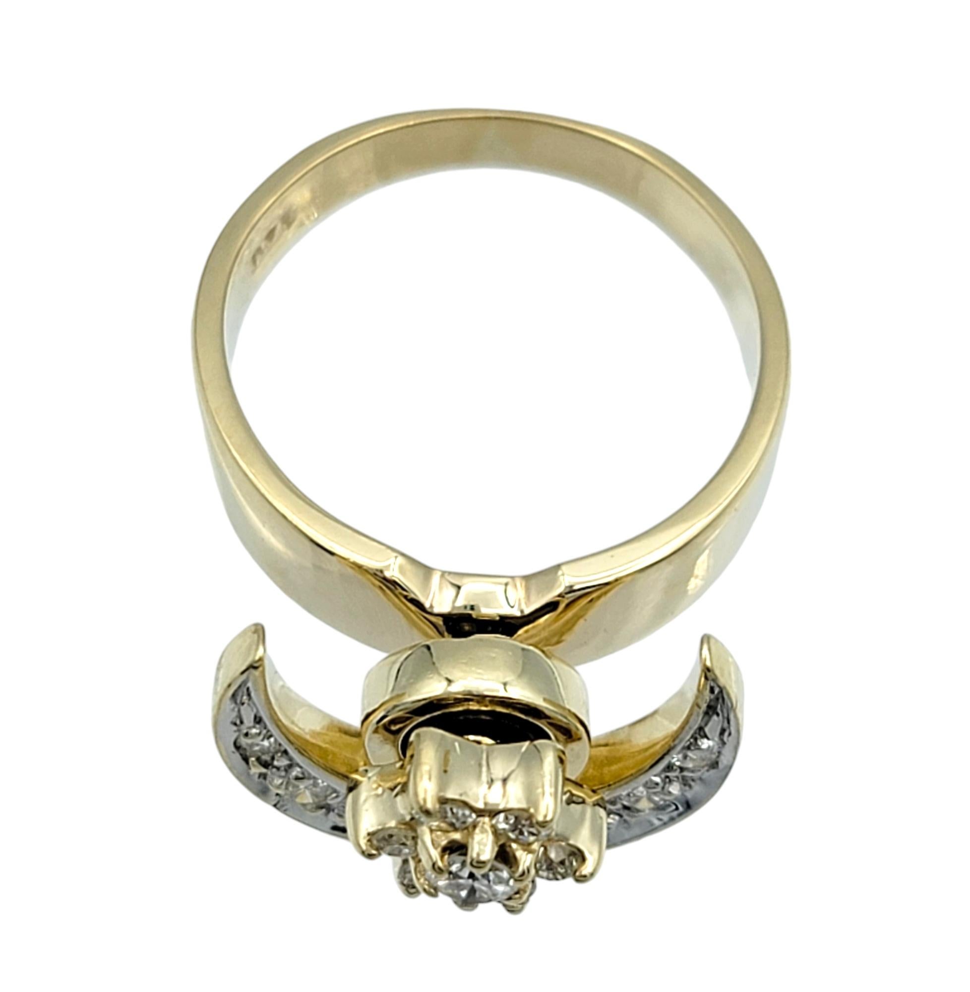 Women's Spinning Moon and Star Celestial Band Ring with Diamonds in 14 Karat Yellow Gold For Sale