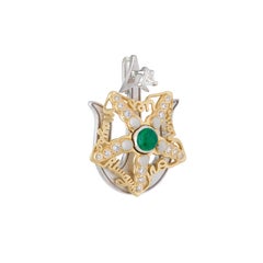 Mozafarian Diamond & Emerald Yellow & White Gold Spinning Starfish Pendant