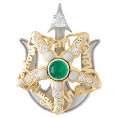 Mozafarian's Spinning Starfish Pendant Adorned with Diamonds and Emeralds