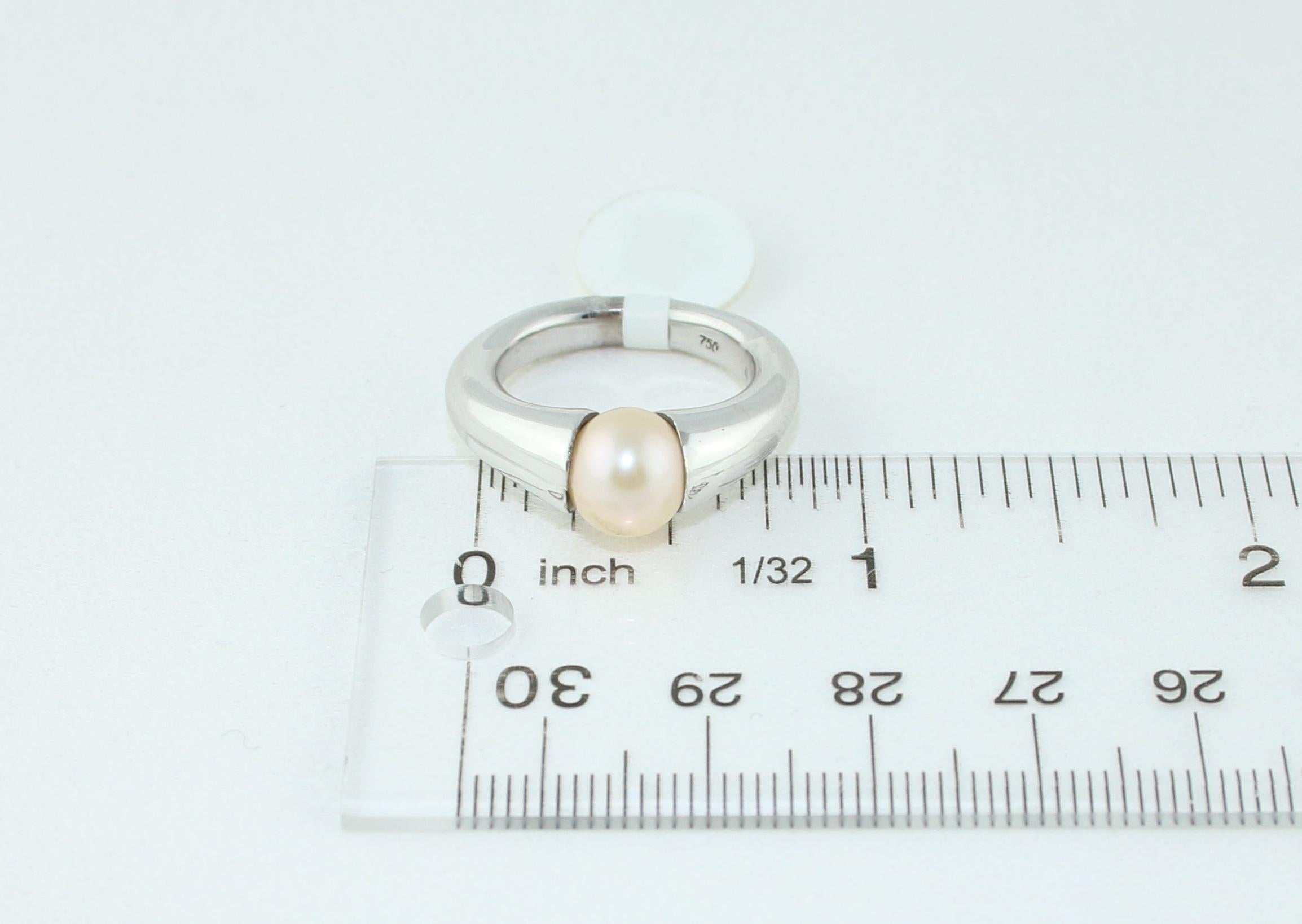 Spinning Tension Set Fresh Water Pearl Gold Ring For Sale 1