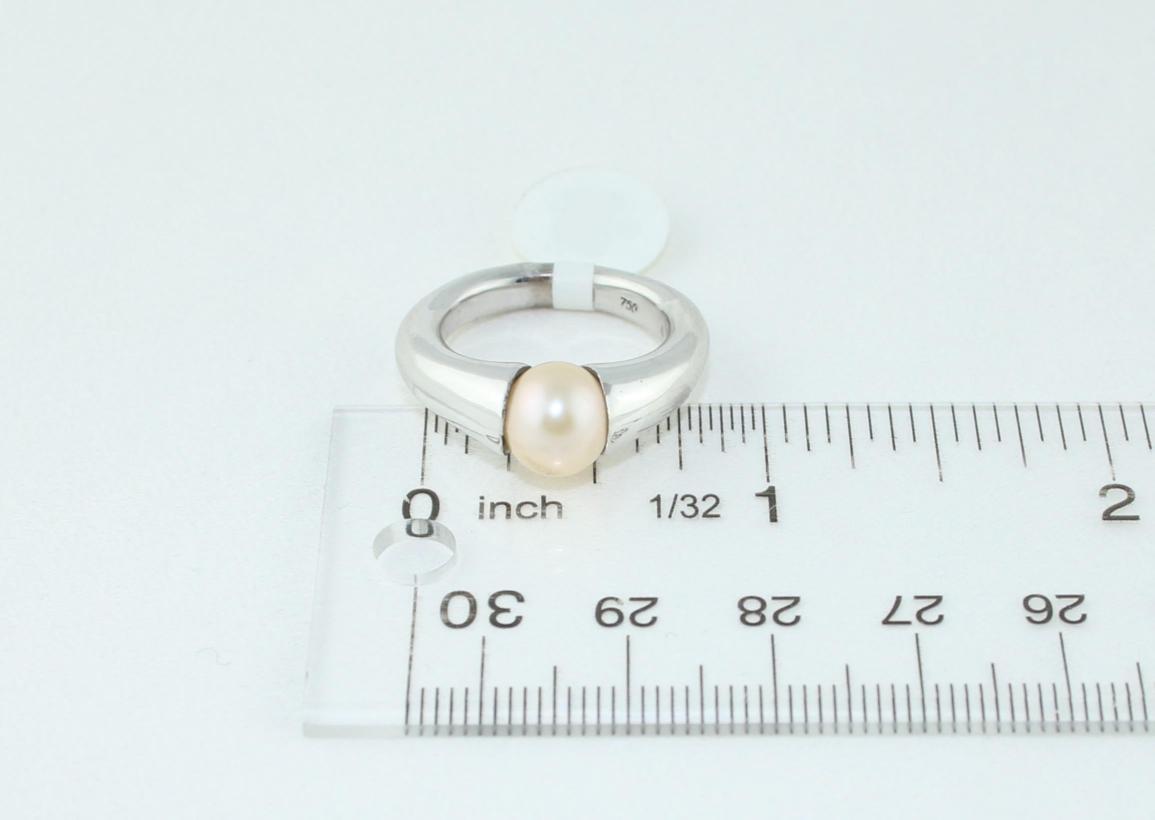 Spinning Tension Set Fresh Water Pearl Gold Ring For Sale 2