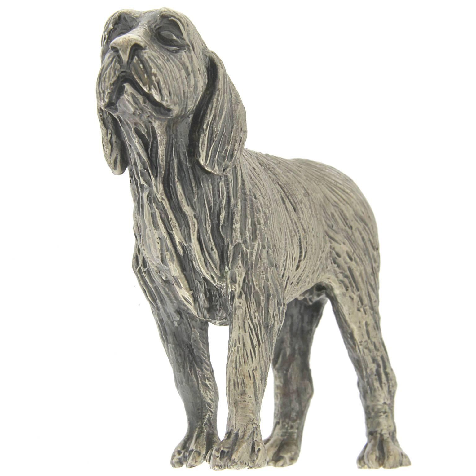 Fabrication artisanale chien Spinone en argent en vente