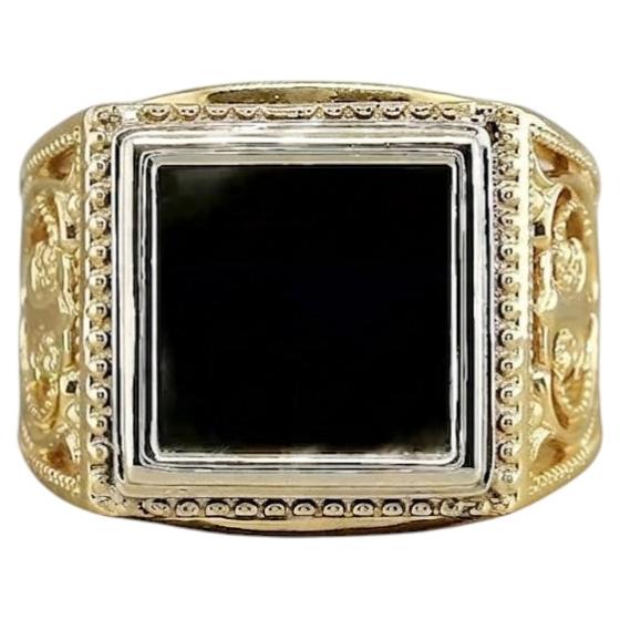 Anillo Pradera para hombre de oro amarillo de 18k y ónix natural en venta