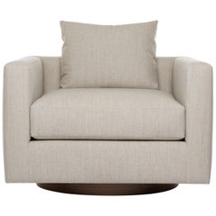 Spinster's Chair Swivel Custom Loose Back & Seat Cushion walnut base hand made