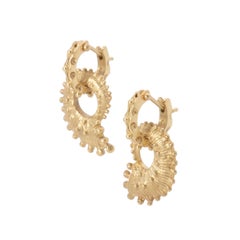 Spiny Nautilus Drop Earrings in 18 Karat Gold