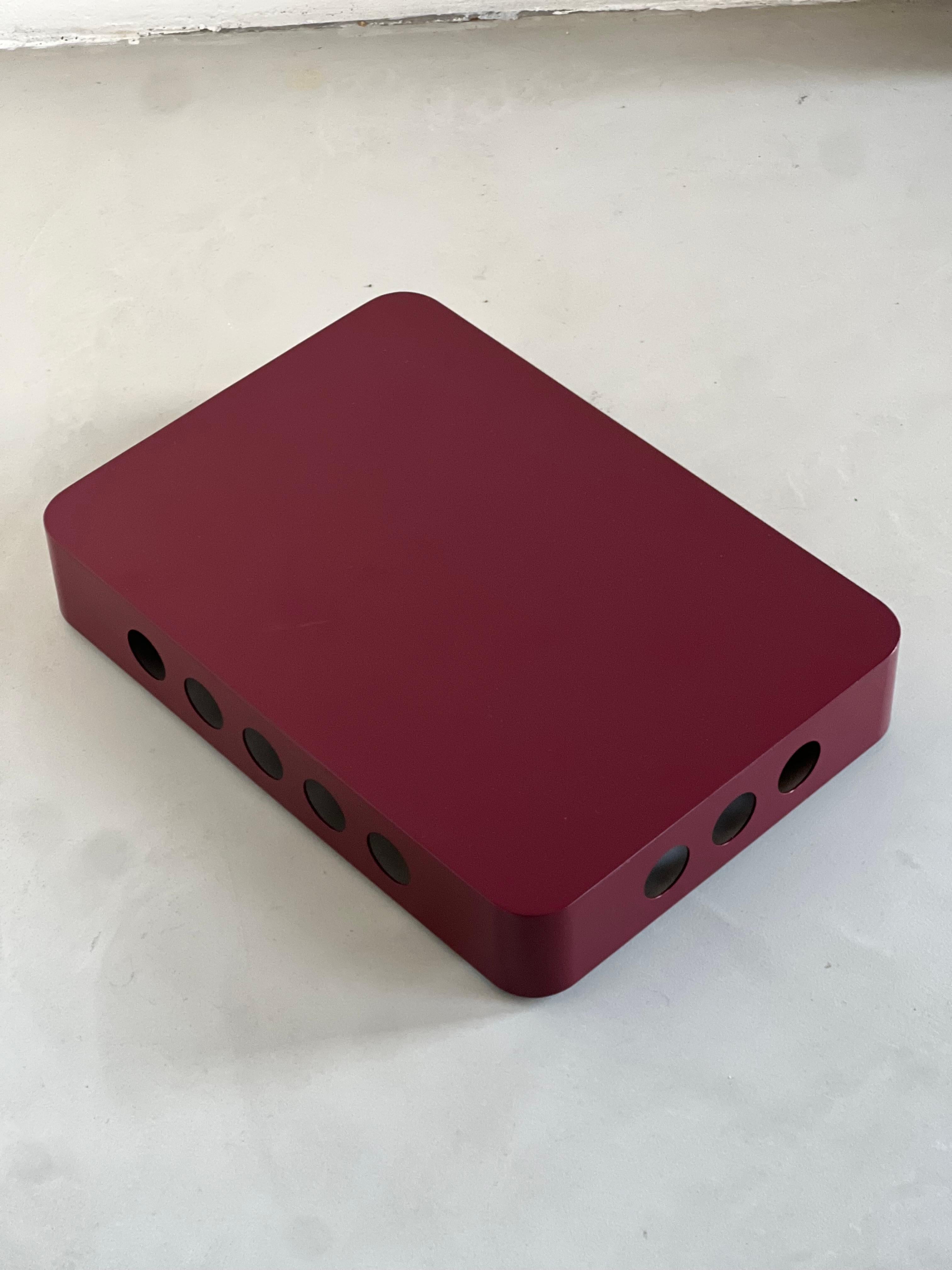 Powder-Coated Spinzi Bookboard on wheels , contemporary and minimal Portable purple Book Shelf For Sale