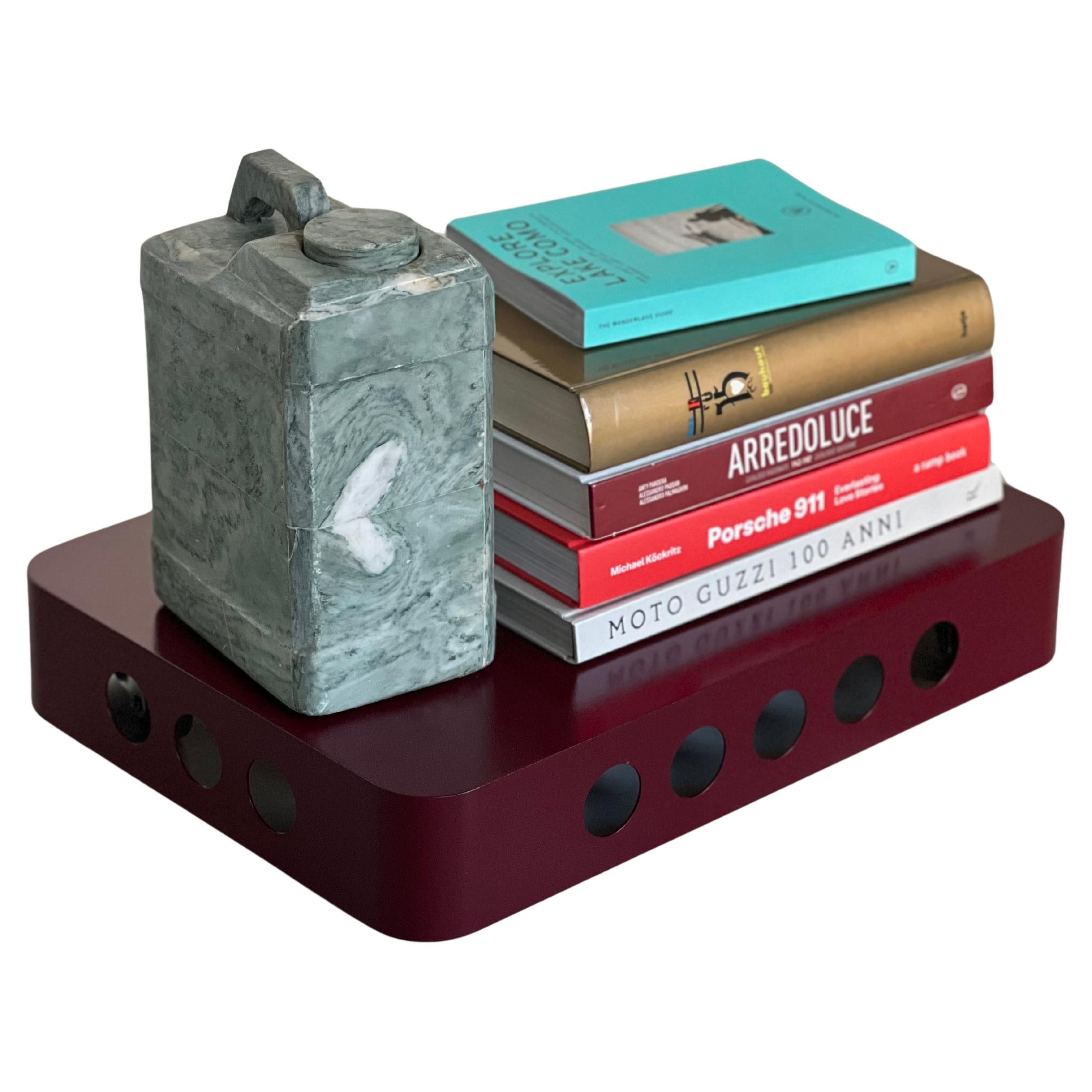 Italian Spinzi Bookboard on wheels , contemporary and minimal Portable purple Book Shelf For Sale