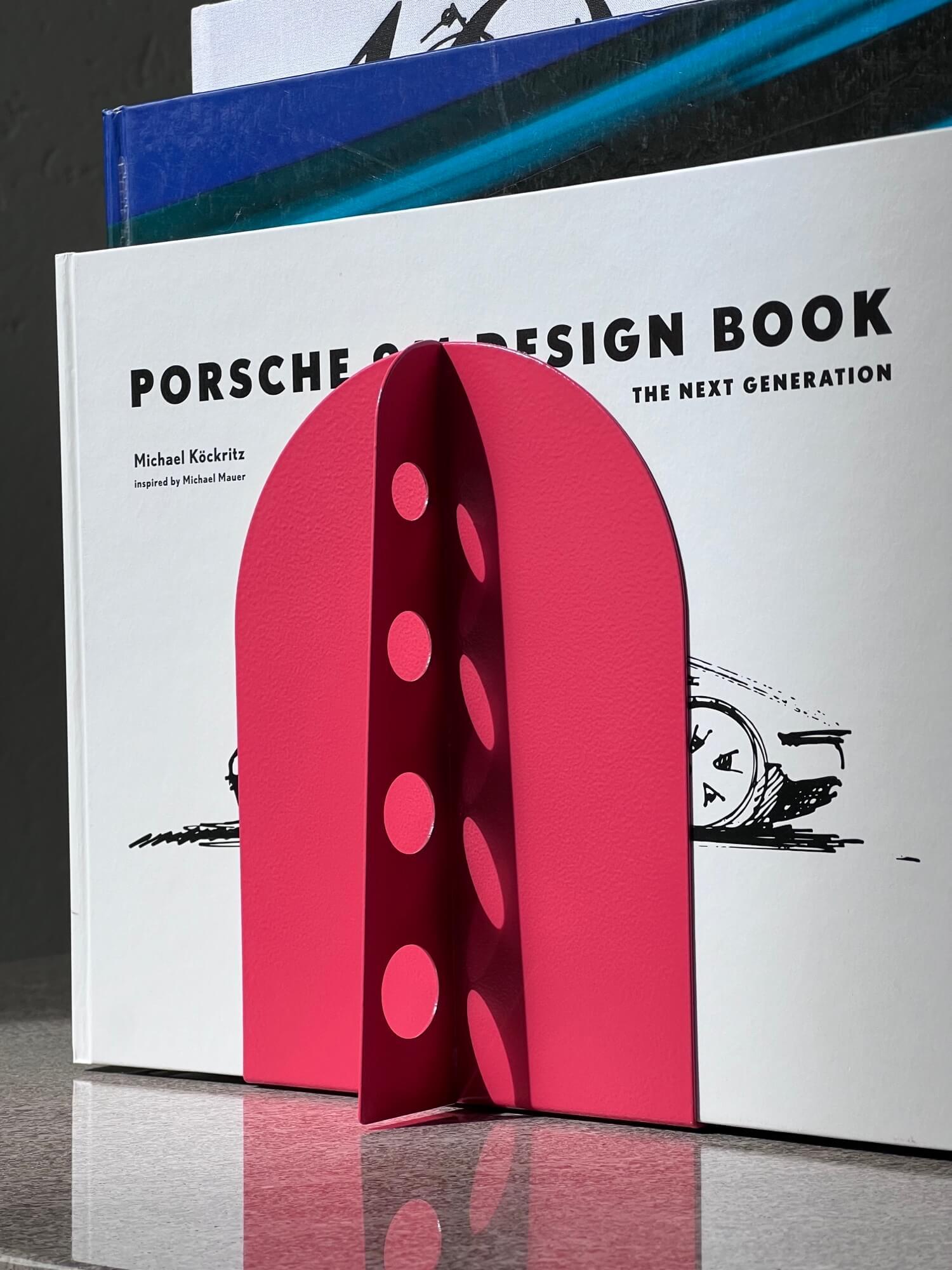 Modern Spinzi Capo Sculptural Bookend in Metal, Bright Pink, Collectible Decorative