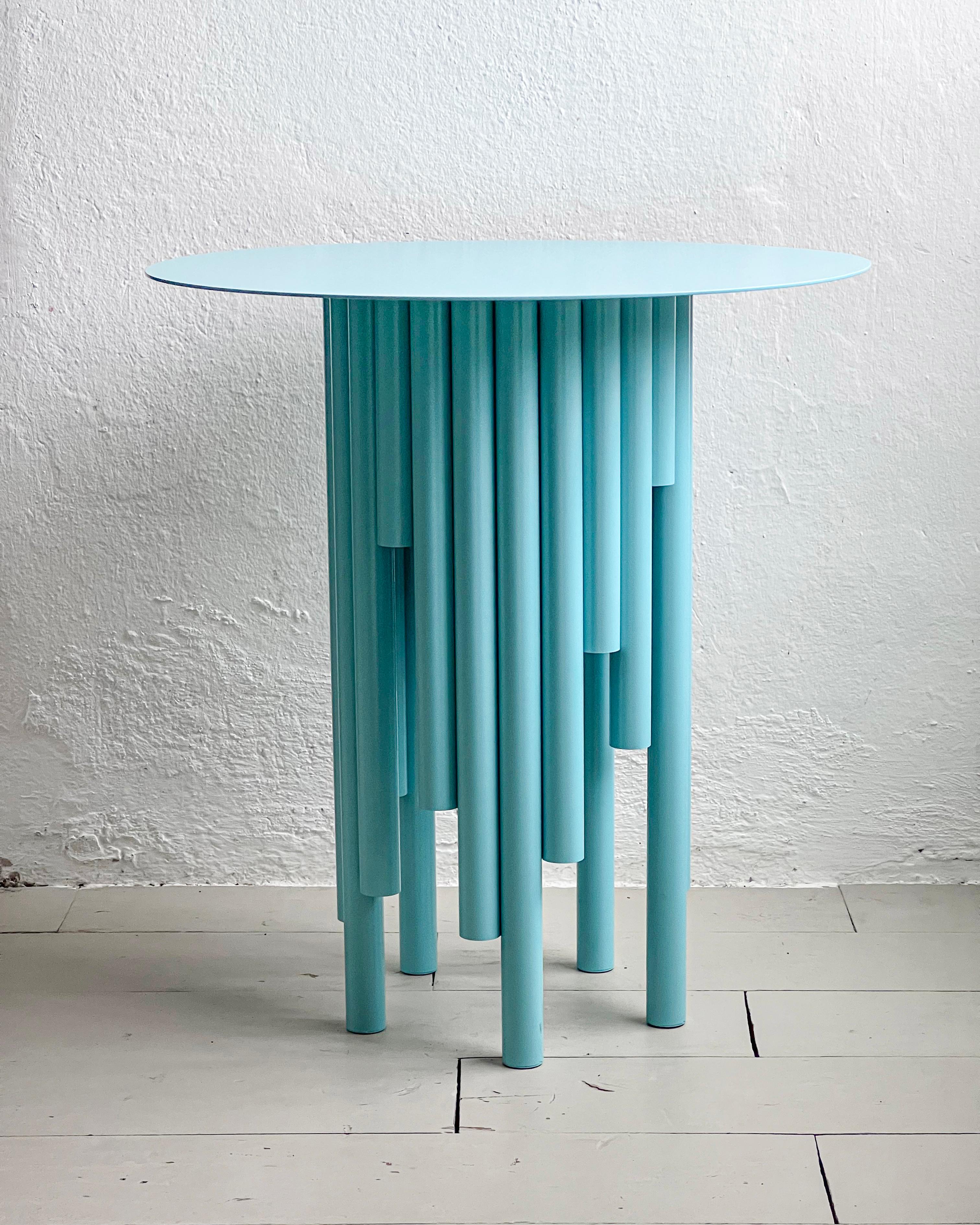 Runder Esstisch / Küchentisch / Teetisch / Eingangstisch in Tiffany-Blau (Italienisch) im Angebot