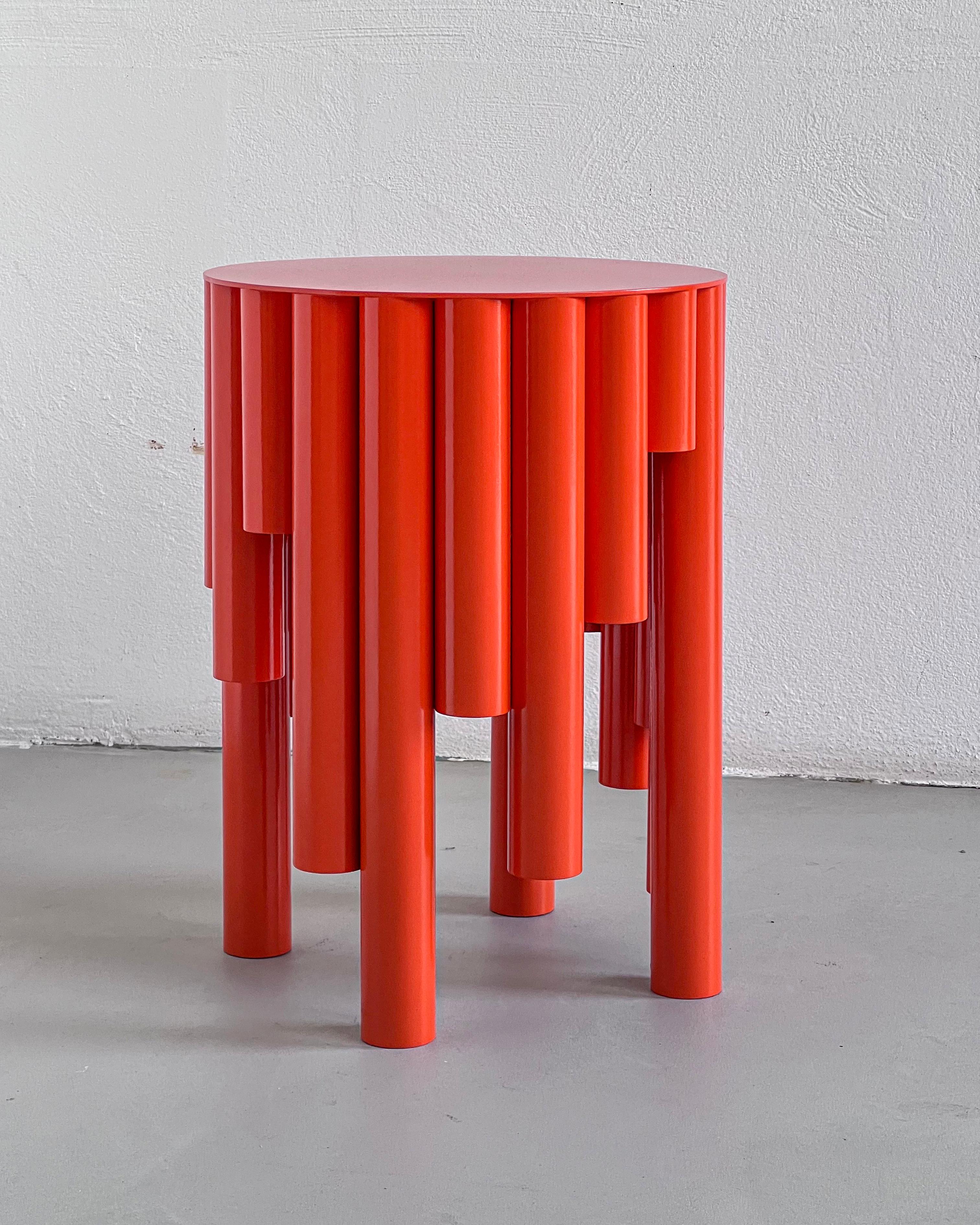 bright orange stool