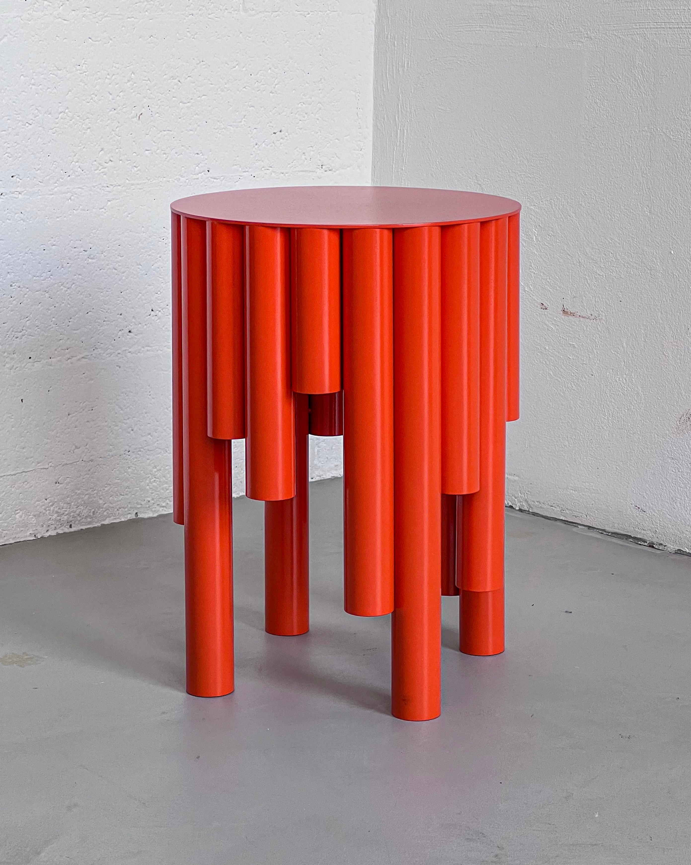 Metal Spinzi Circus Contemporary Stool, Bright Orange, Collectible Design, MDW 2024 For Sale