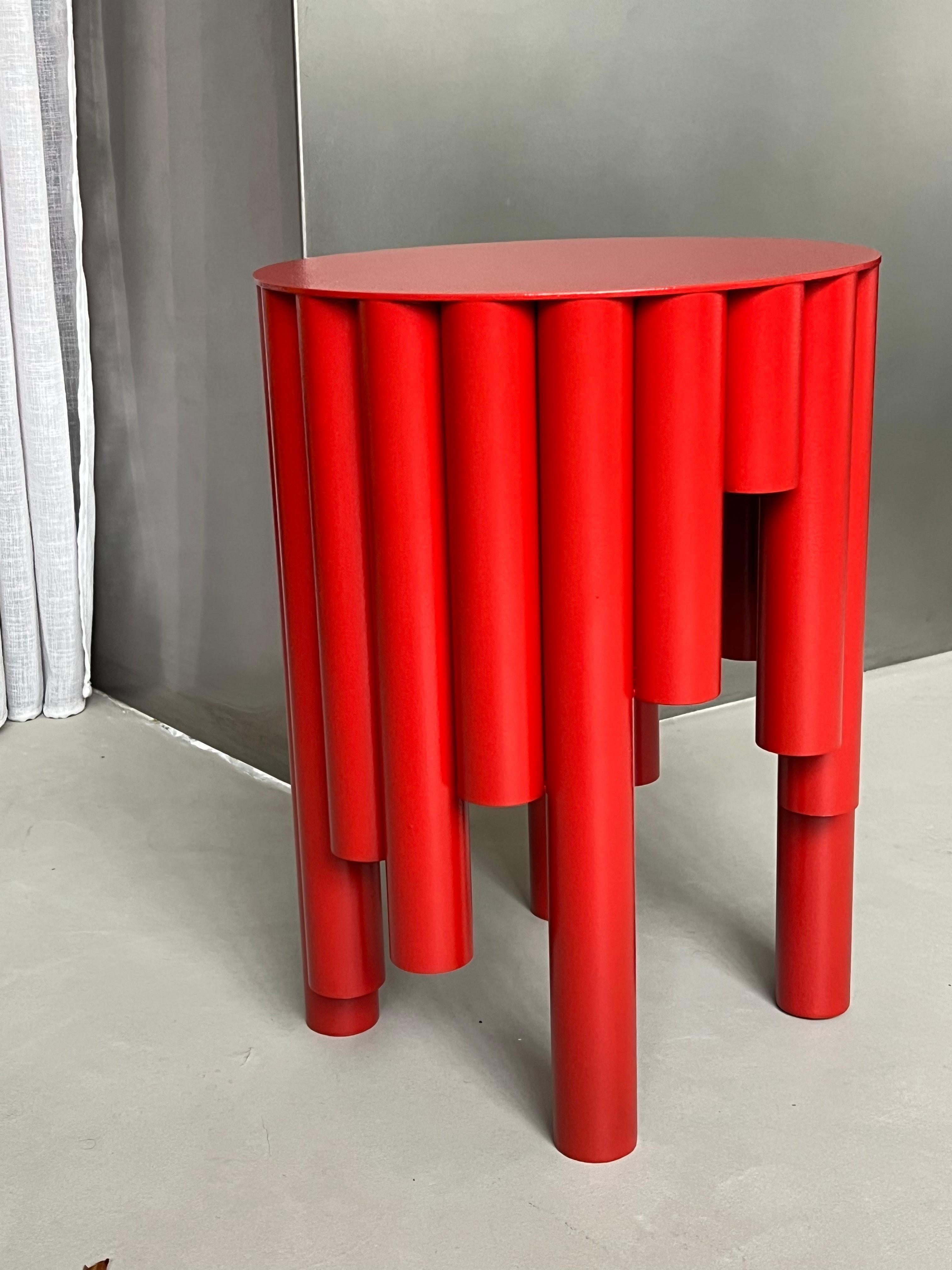 Taburete Spinzi Circus Contemporary, Rojo brillante, Diseño coleccionable, mesa auxiliar en venta 3