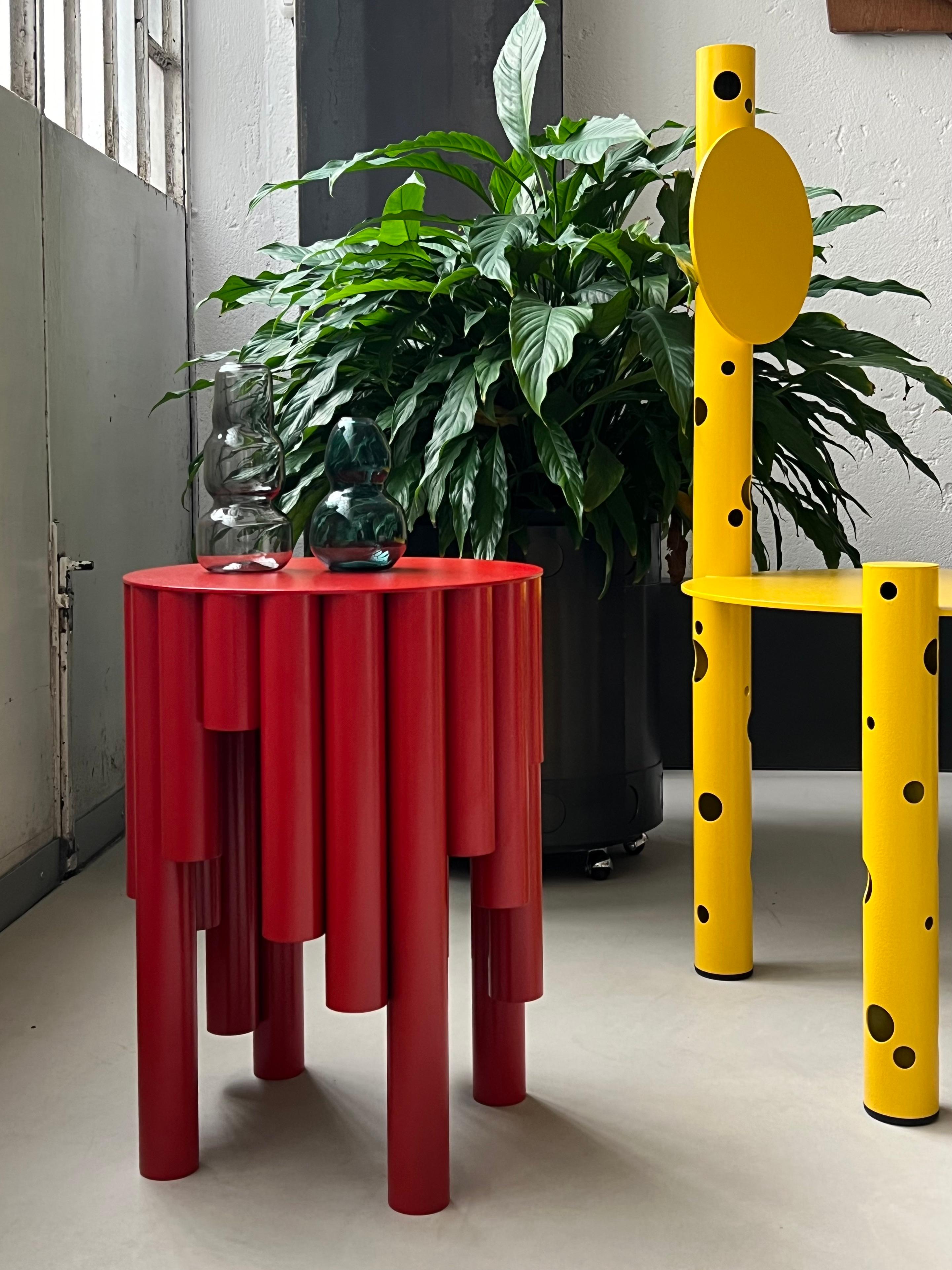 Taburete Spinzi Circus Contemporary, Rojo brillante, Diseño coleccionable, mesa auxiliar en venta 5