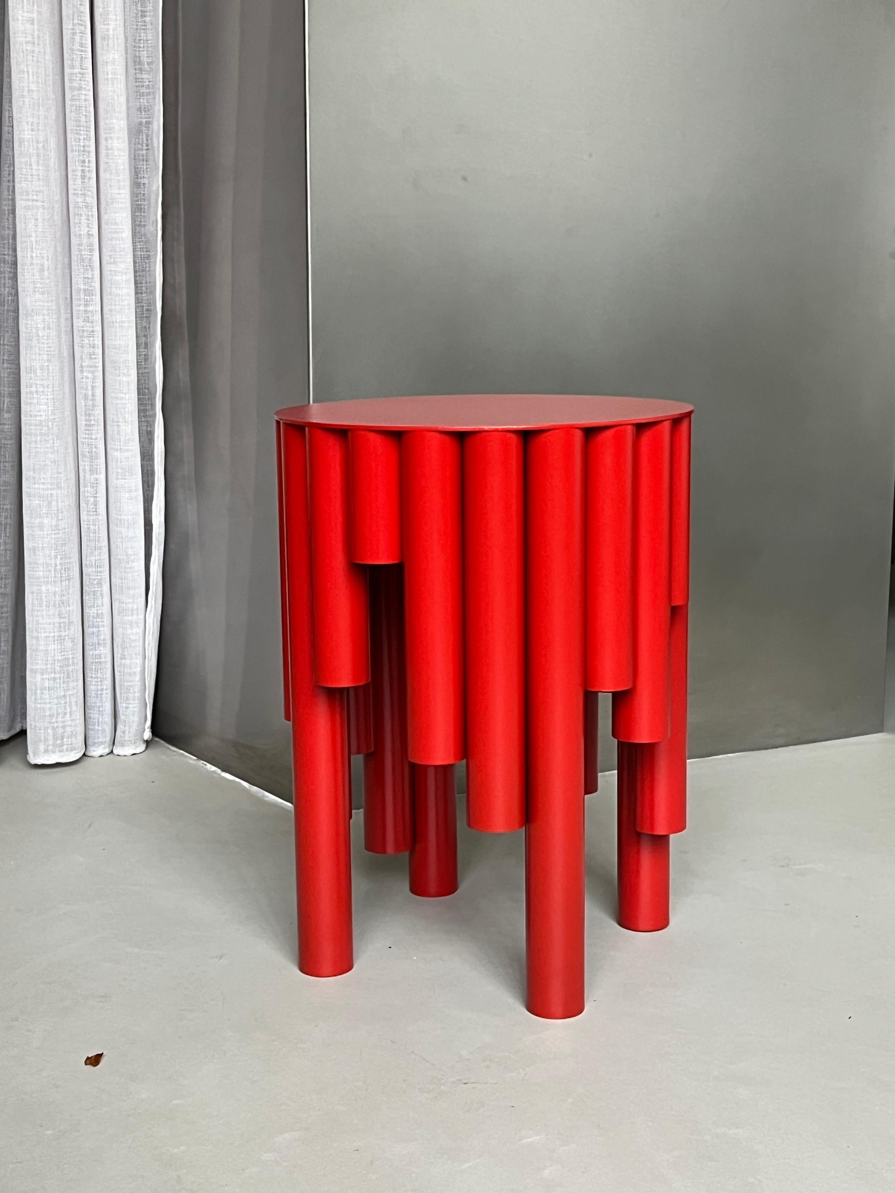 Taburete Spinzi Circus Contemporary, Rojo brillante, Diseño coleccionable, mesa auxiliar en venta 1