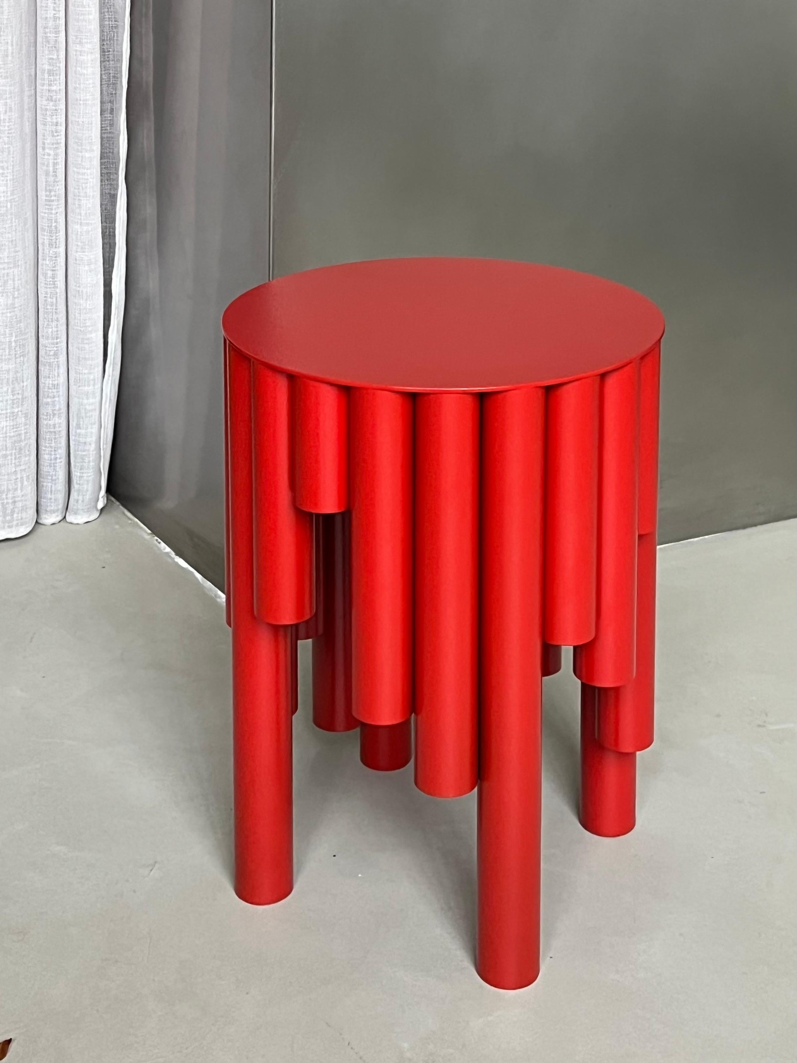 Taburete Spinzi Circus Contemporary, Rojo brillante, Diseño coleccionable, mesa auxiliar en venta 2