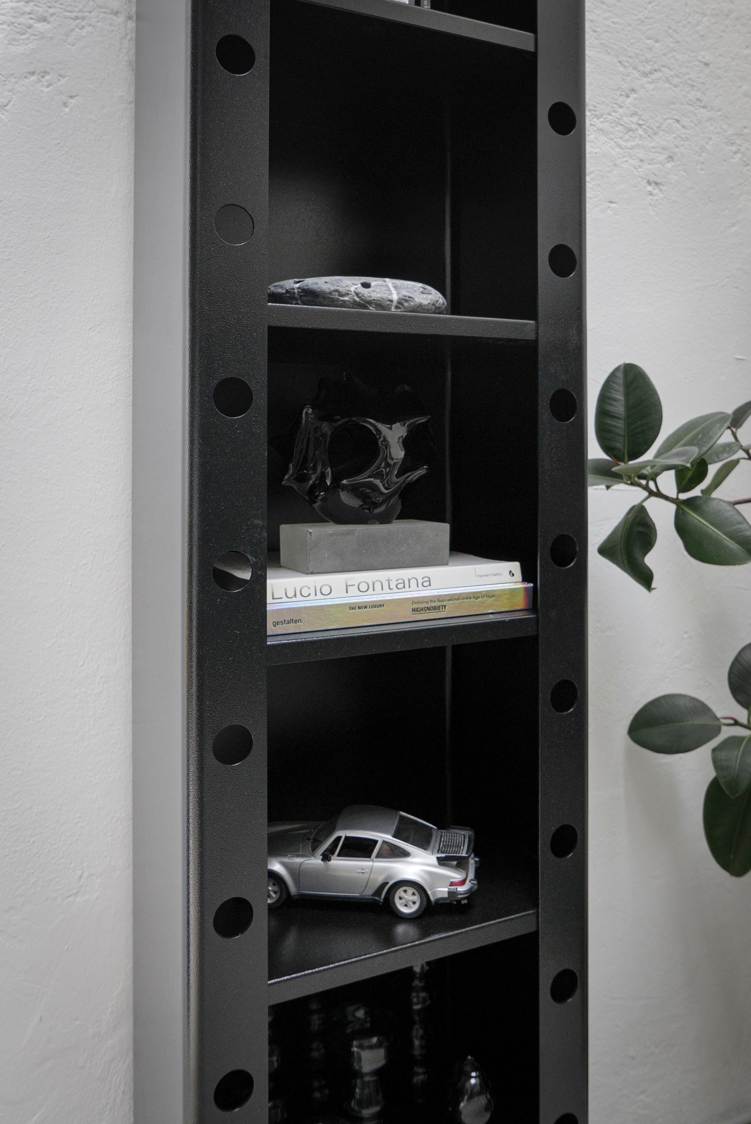 Italian Spinzi Meccano Bookcase, Contemporary 21st Century Industrial Metal Furniture For Sale