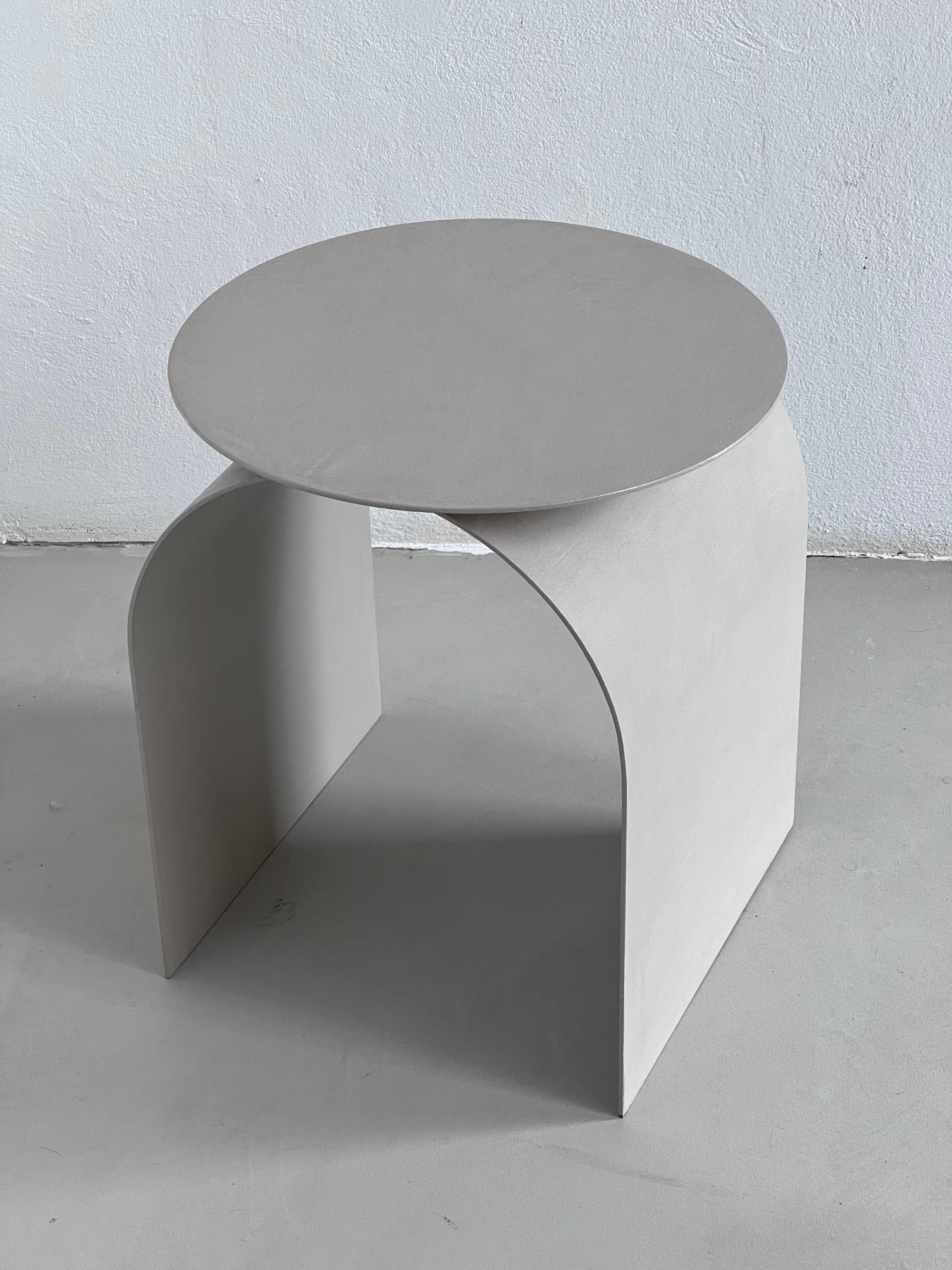 Metal Spinzi Palladium Contemporary Sculptural Side Table, Organic Urban Wabi Finish For Sale