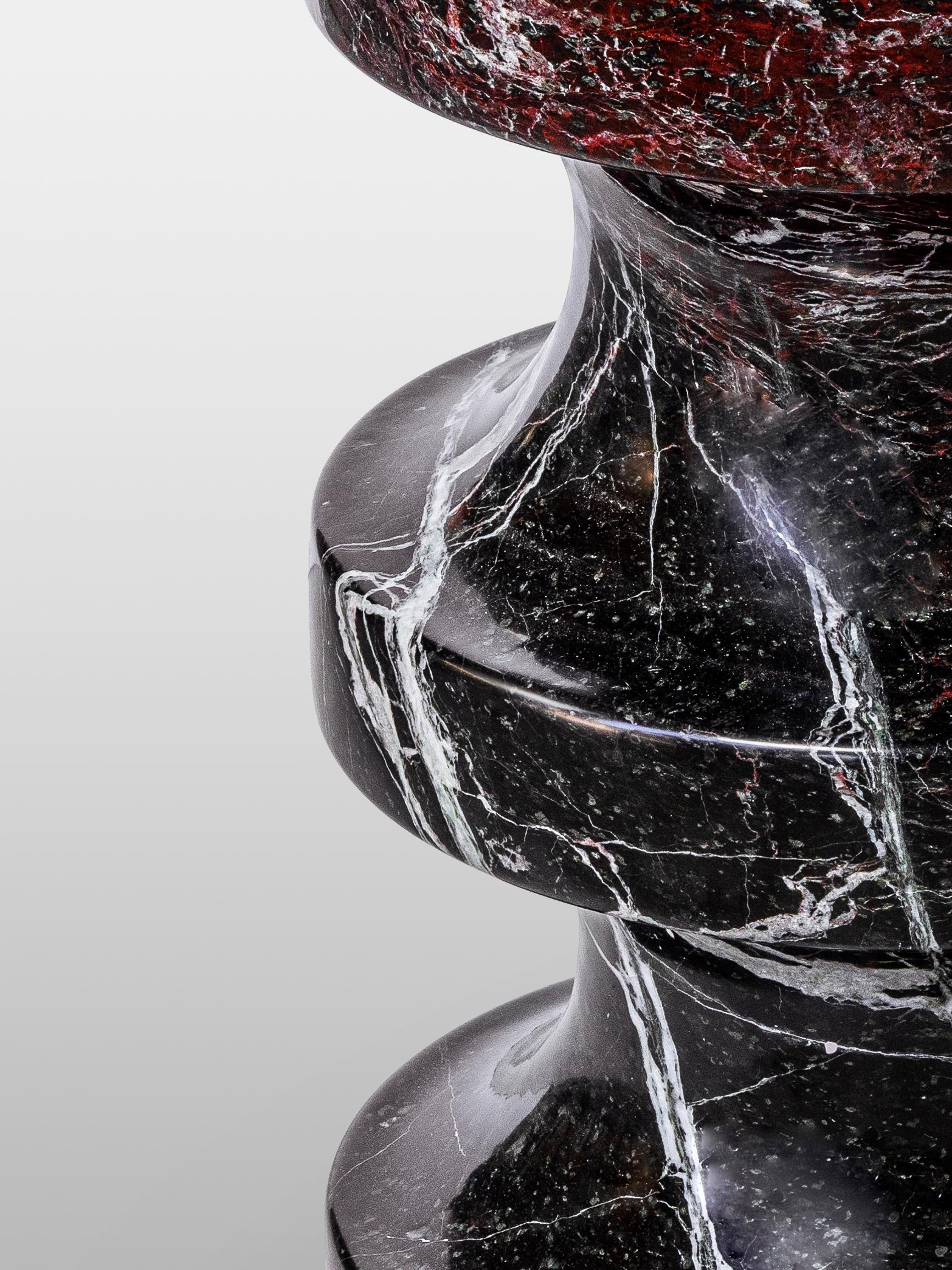 Carved Spira Marble Side Table in Calacata Vintage For Sale