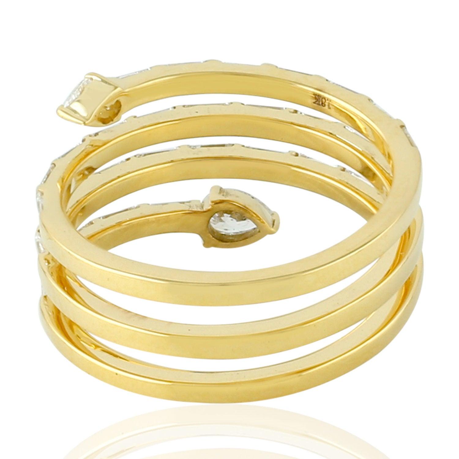 For Sale:  Spiral 18 Karat Yellow Gold Diamond Ring 3