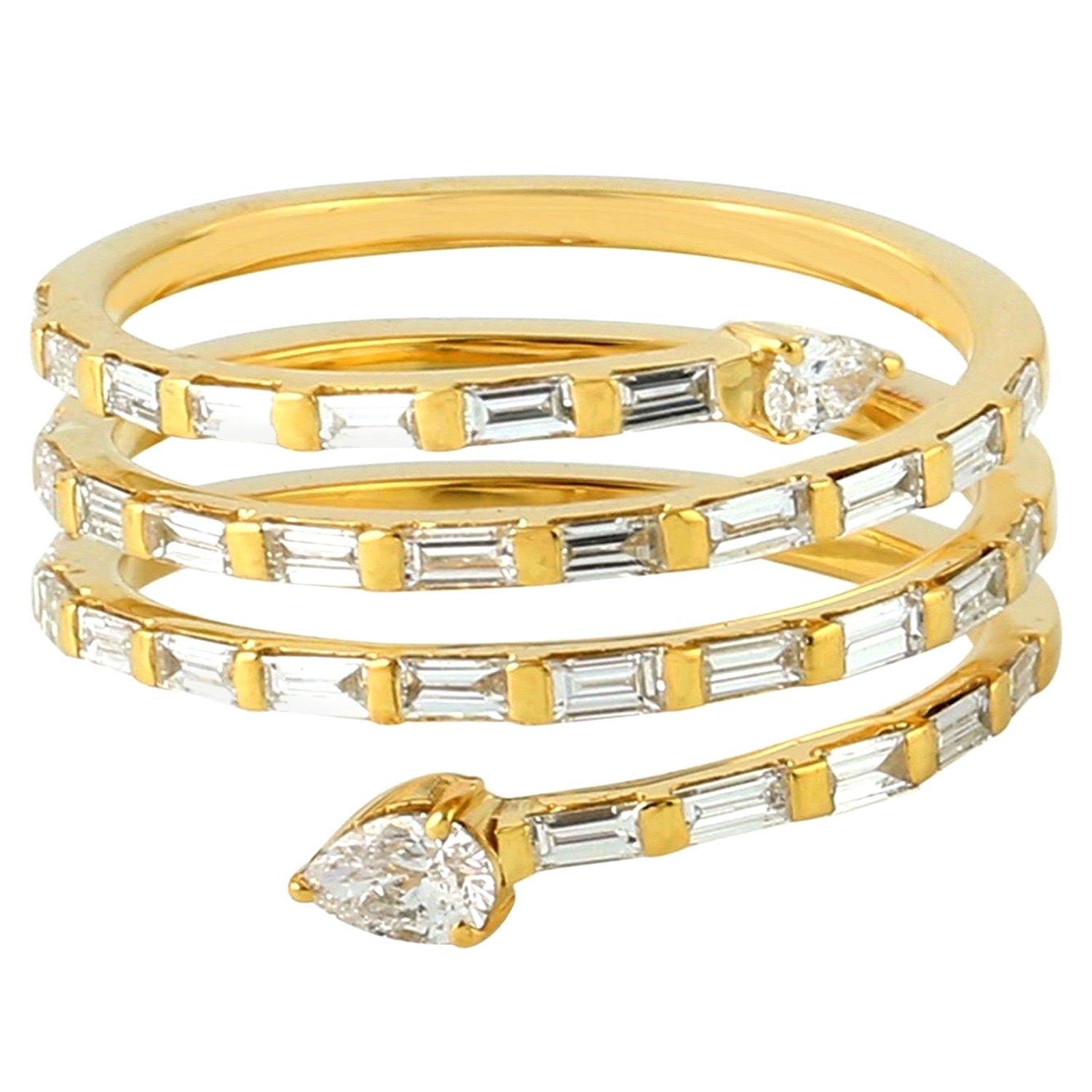 Bague en spirale en or jaune 18 carats avec diamants