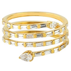 Spiral 18 Karat Yellow Gold Diamond Ring
