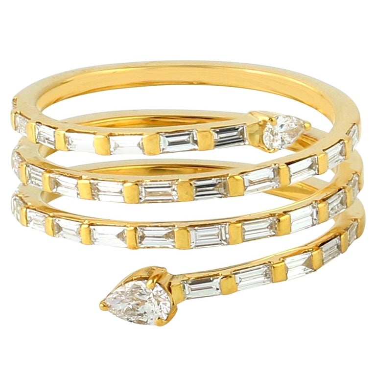 Customizable Spiral 18 Karat Yellow Gold Diamond Ring For Sale at 1stDibs