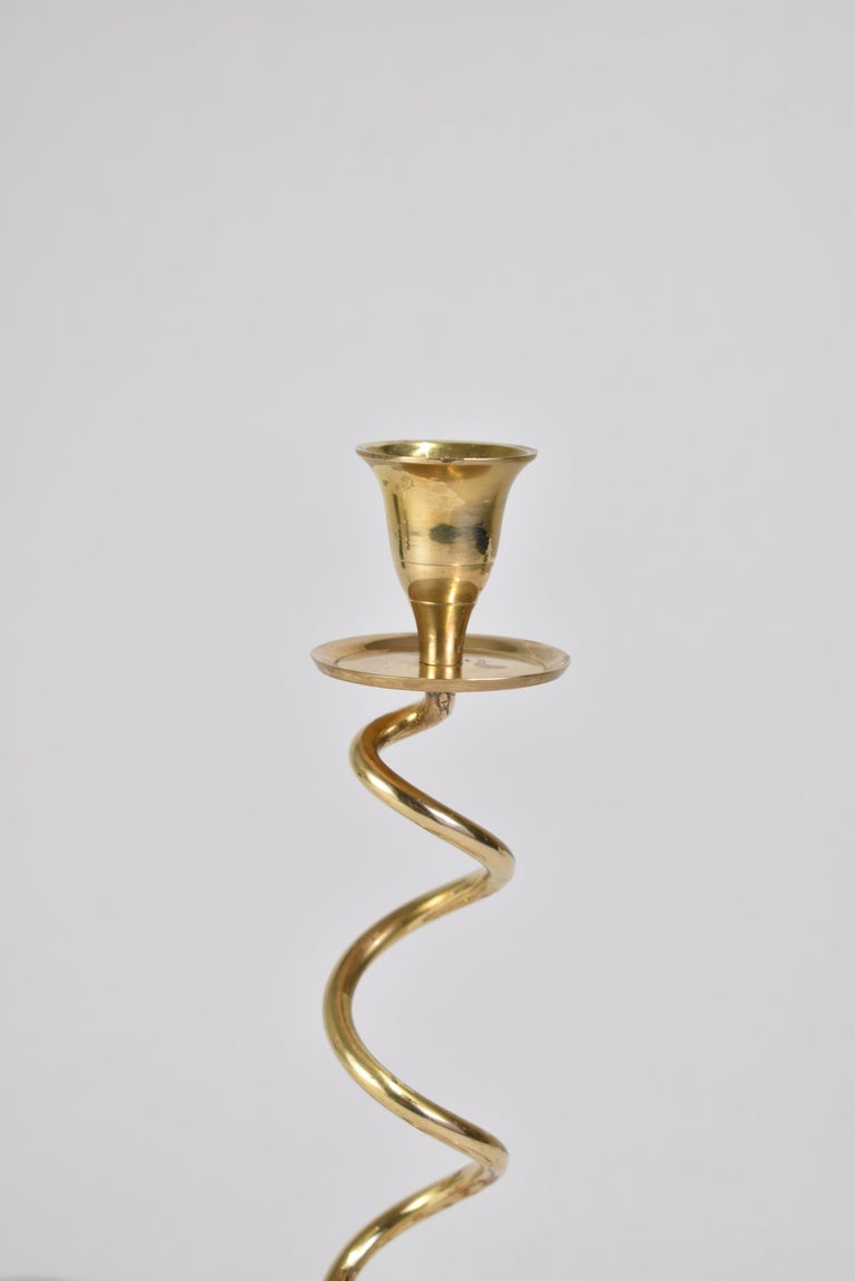 Spiral Brass Candlesticks at 1stDibs