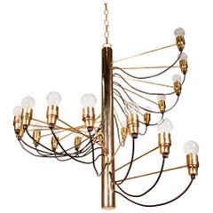 Spiral Brass Chandelier Designed in Italy by Gino Sarfatti, 1950s