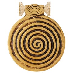 Spiral Brass Medallion Necklace Pendant