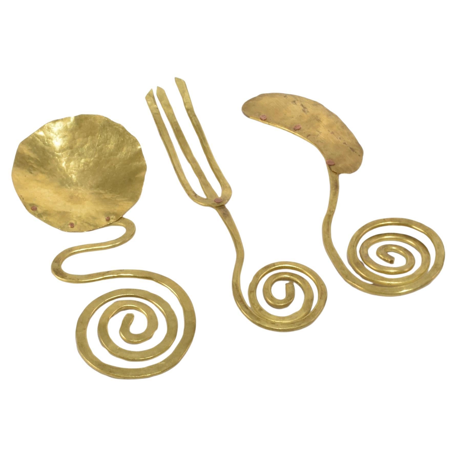 Spiral Brass Serving Set