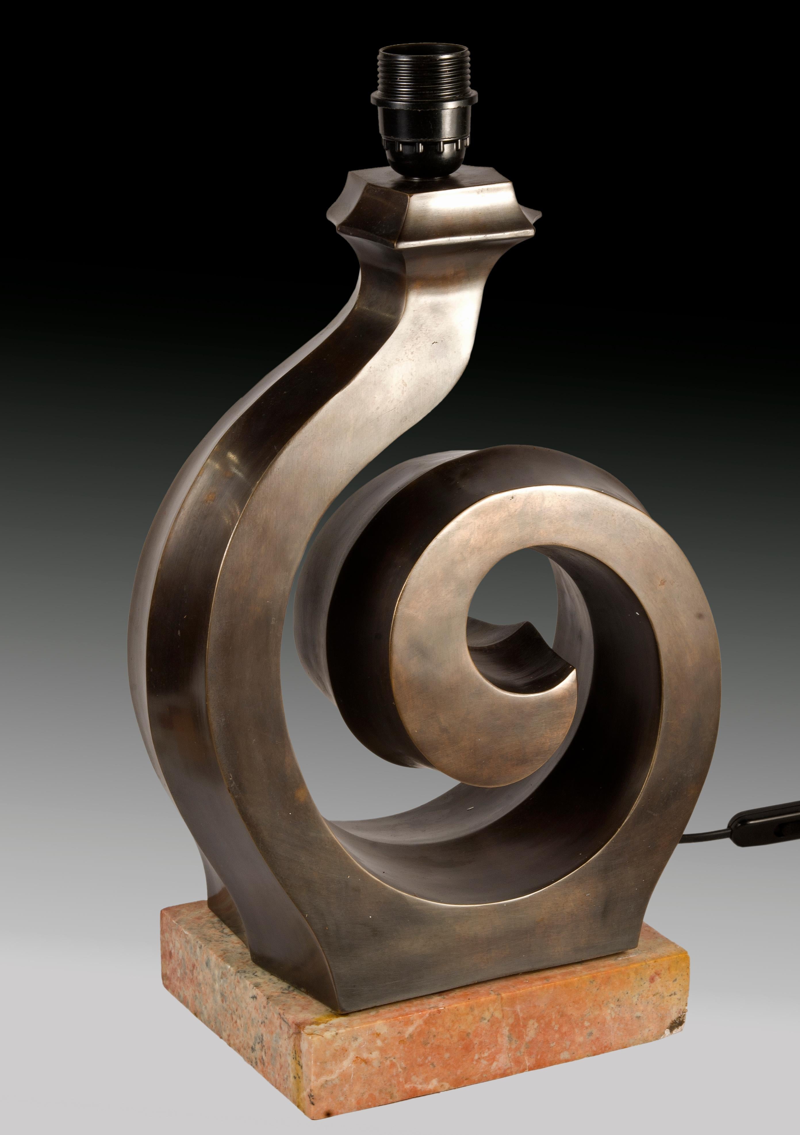 Other Spiral Bronze Lamp, No Screen or Shade Included For Sale