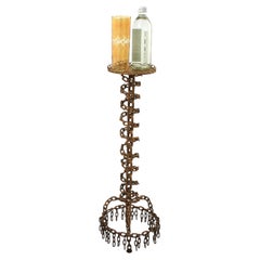 Spiral Chain Link Drinks Table / Side Table in Gilt Iron, Brutalist, Spain 1950s
