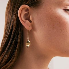 Spiral Chain Threader Earrings in 14K Solid Yellow Gold
