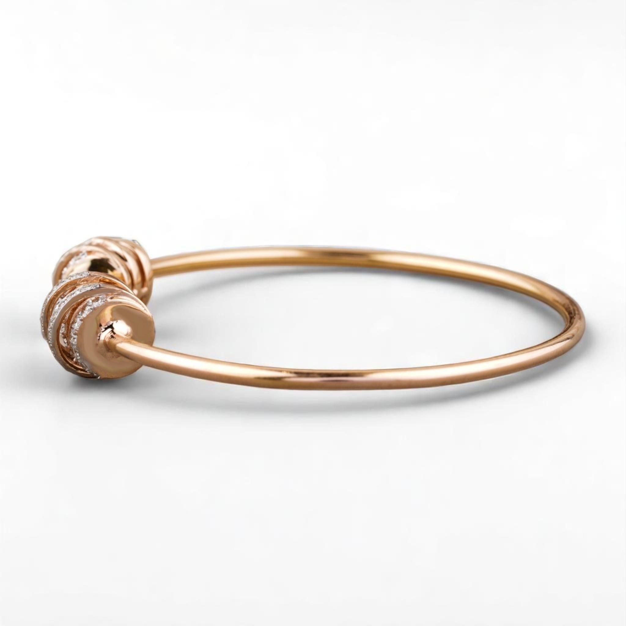 Spiral Cluster Diamond Bracelet in 14K Solid Gold (Certified) In New Condition For Sale In New Delhi, DL