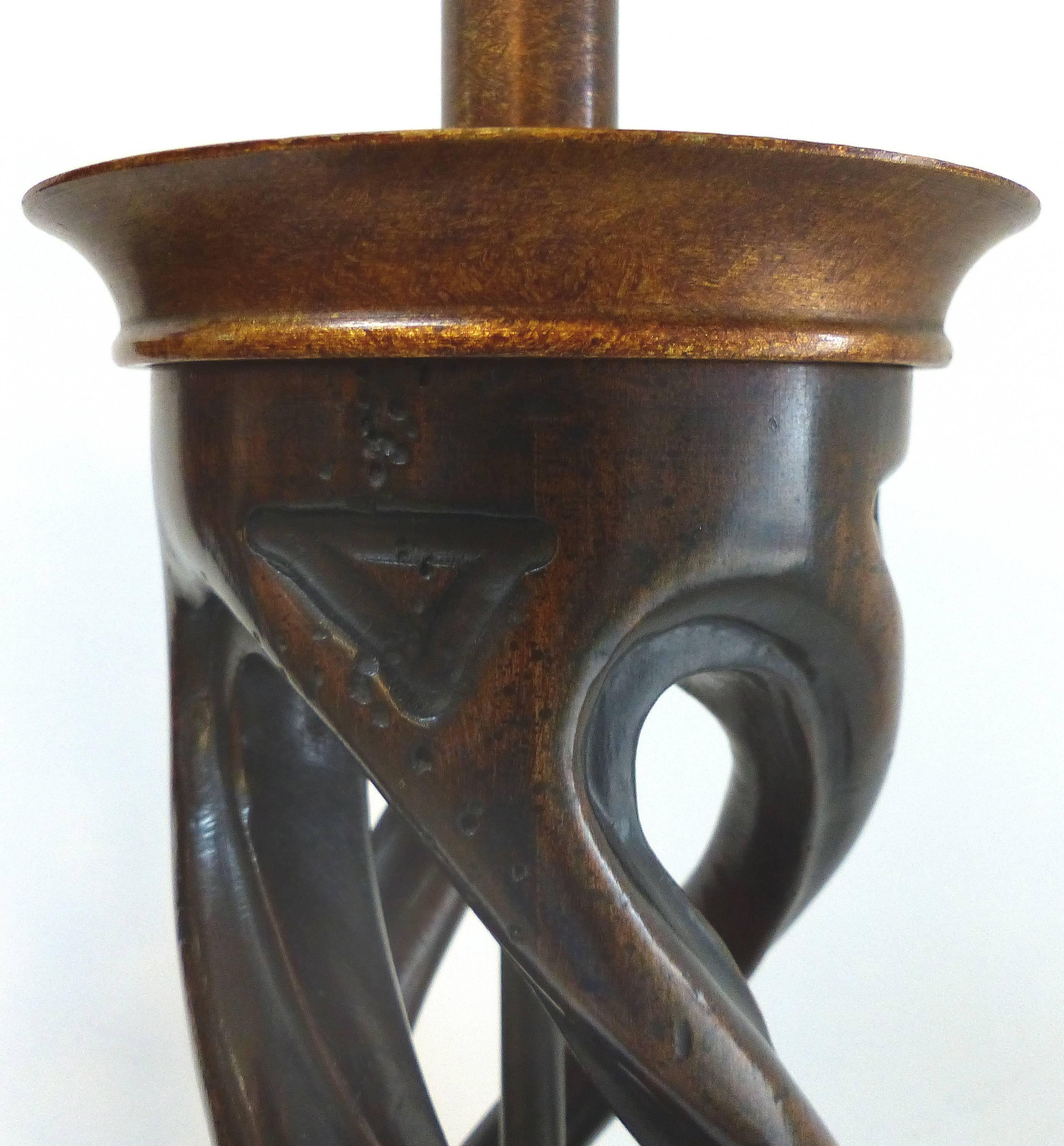 Mid-Century Modern James Mont for Frederick Cooper Spiral Column Carved Wood Table Lamps, Pair