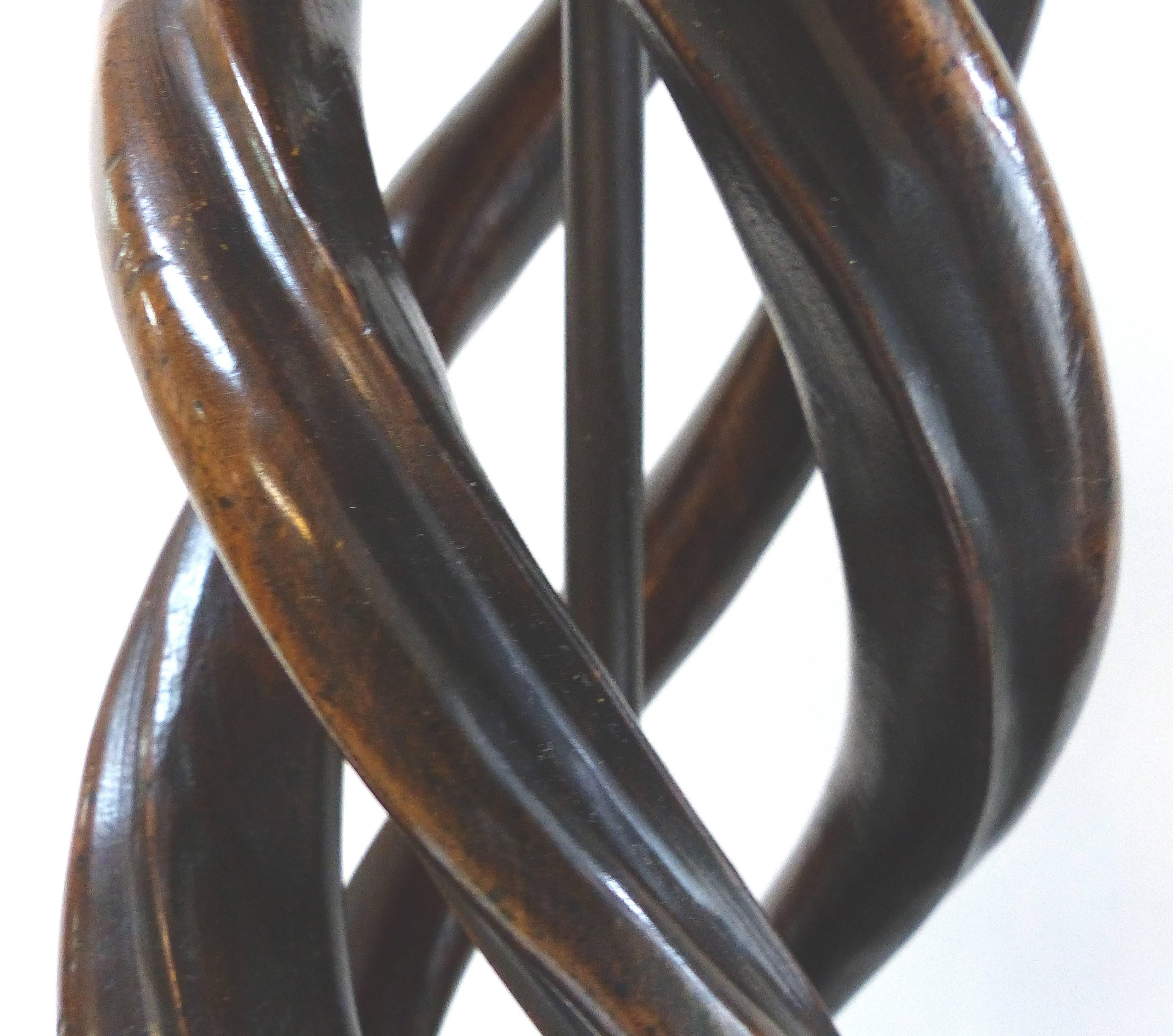 James Mont for Frederick Cooper Spiral Column Carved Wood Table Lamps, Pair In Good Condition In Miami, FL