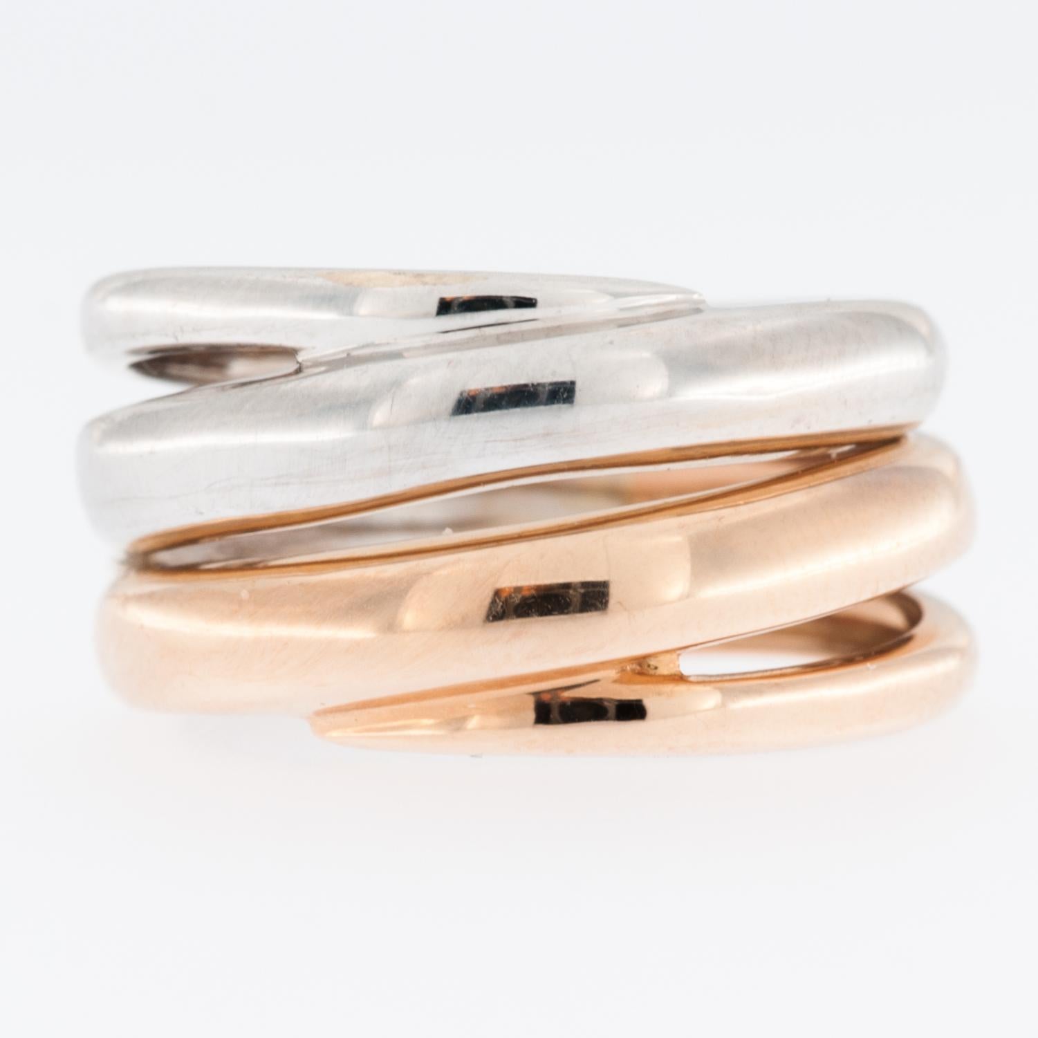 Spiral Design 18 karat White and Rose Gold Ring In Good Condition For Sale In Esch-Sur-Alzette, LU