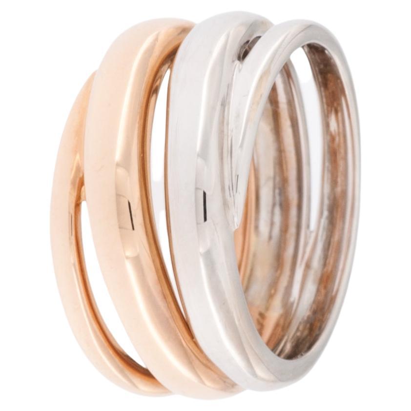 Spiral Design 18 karat White and Rose Gold Ring For Sale