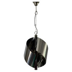 Spiral Design Chrome Ceiling Lamp, 1960s, Italy