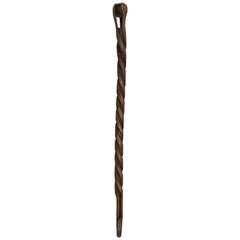 Spiral Design French Walking Stick Hand-Carved from Single Piece of Oak