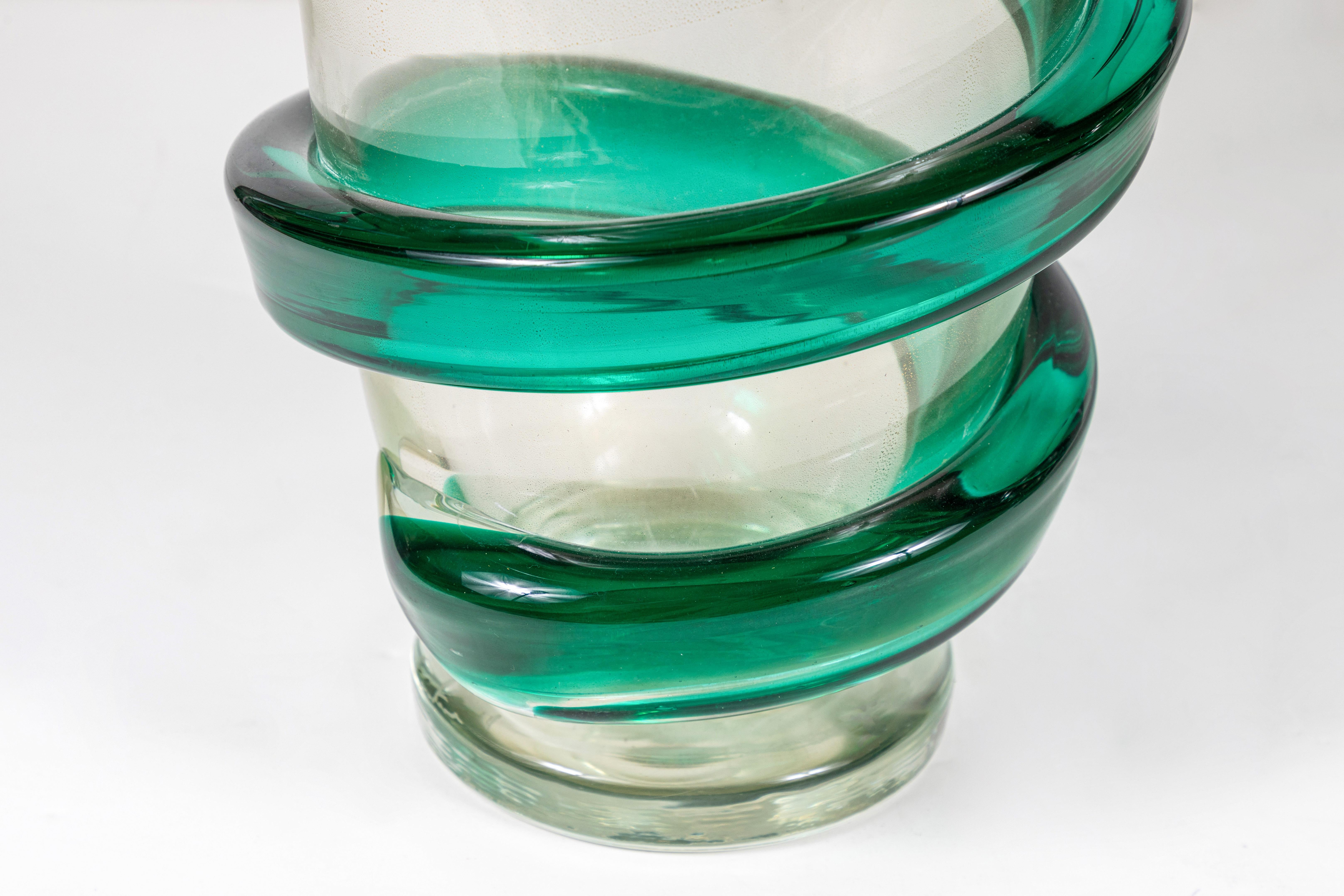 Blown Glass Spiral Design, Murano Glass Vases