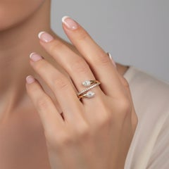 Spiral Diamond 14K (or 18k upon request) Yellow Gold Open Wrap Ring