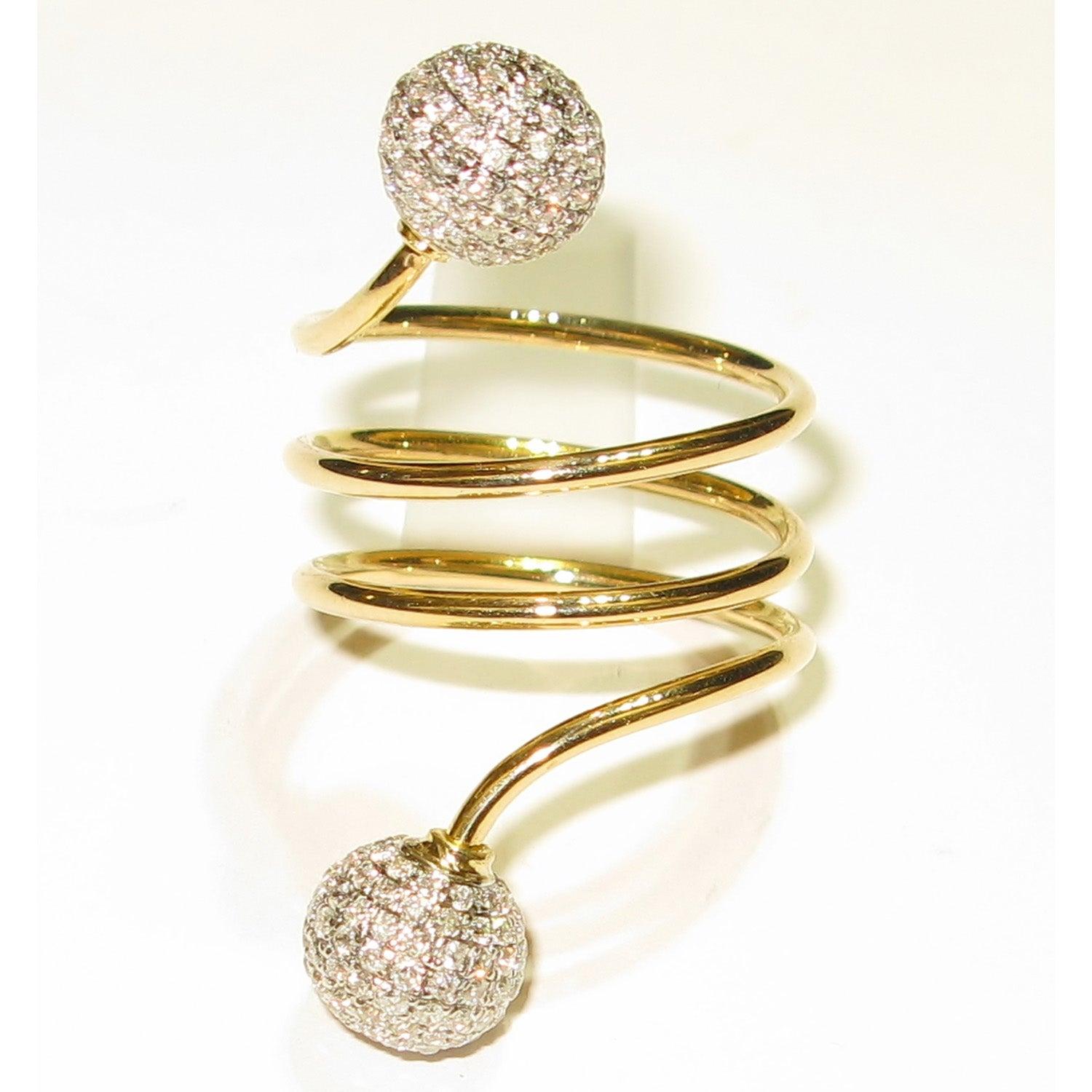 For Sale:  Spiral Diamond 18 Karat Yellow Gold Ring 2