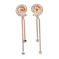 Spiral Diamond Fringe Earrings in 18 Karat Rose Gold