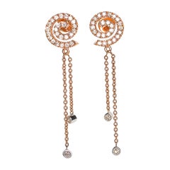 Spiral Diamond Fringe Earrings in 18 Karat Rose Gold