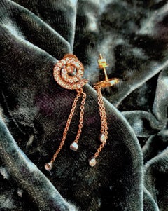 Spiral Diamond Fringe Earrings in 18 Karat Rose Gold