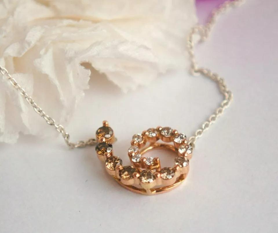 Collar Colgante Remolino Espiral de Diamantes en Oro Macizo de 14k 18
