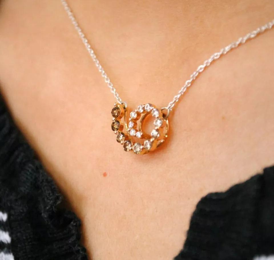Collar Colgante Remolino Espiral de Diamantes en Oro Macizo de 14k 18