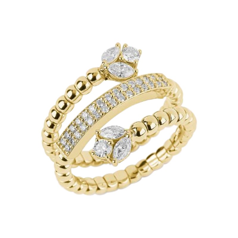 Anello con diamante a spirale in oro giallo e bianco 18 carati