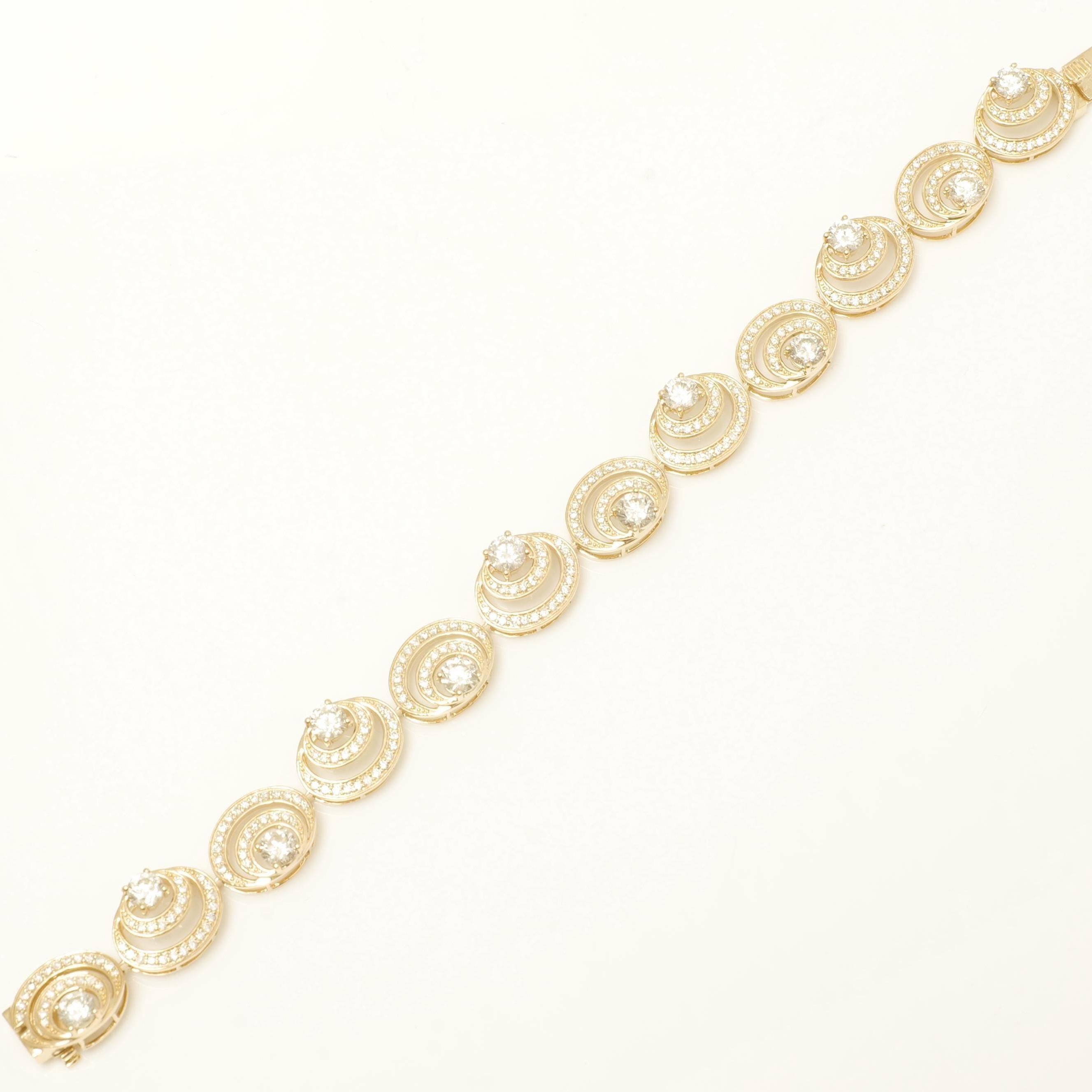 Spiralförmiges Diamant-Tennisarmband aus 14k massivem Gold (zertifiziert) im Zustand „Neu“ im Angebot in New Delhi, DL